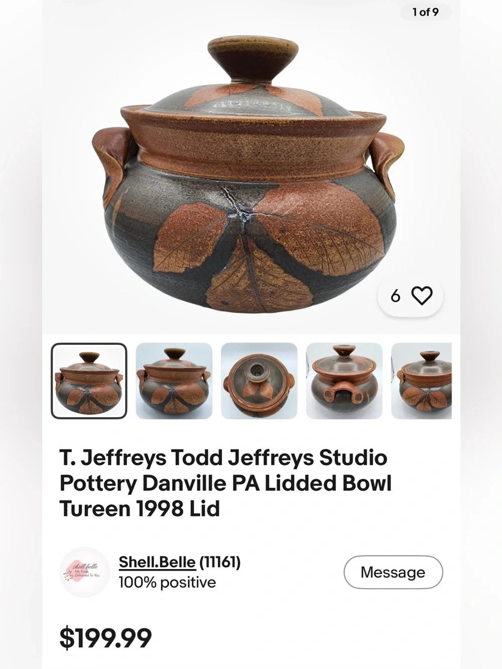 Studio Artist Hand Crafted 10” wide casserole dish with lid.